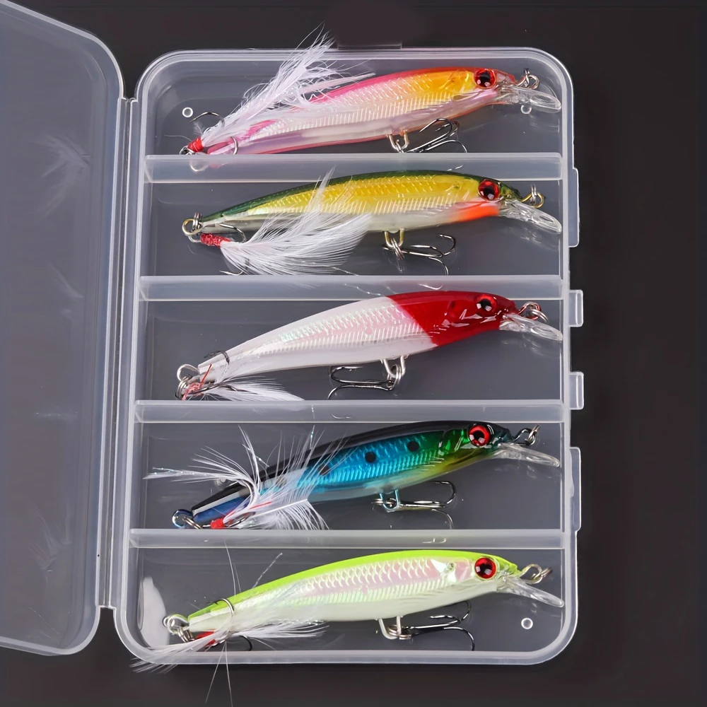 Fishing Hook Box - เหยื่อตกปลาเลเซอร์ 3 มิติ รูปทรงปลาไบโอนิค 5 ชิ้น/กล่อง