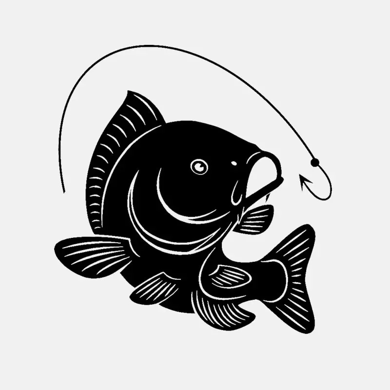 Fishing Hook - เบ็ดตกปลาคาร์พศิลปะสติ๊กเกอร์ตกแต่งรูปปลางานอดิเรกงานอดิเรกส่วนตัวสติกเกอร์ติดรถ PVC สติกเกอร์ติดรถยนต์ขนาด15ซม. * 14ซม.