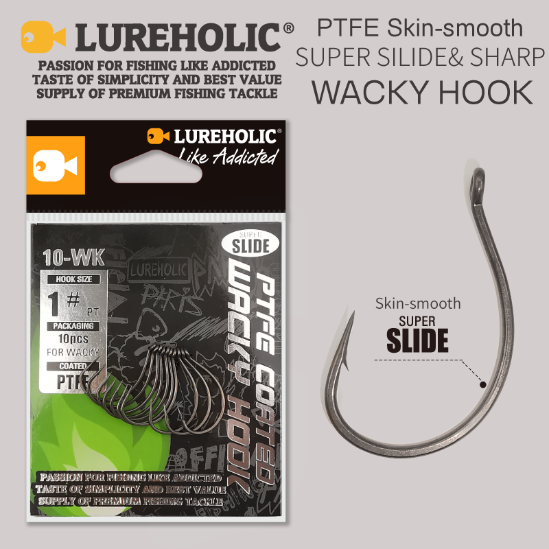 Fishing Hook Barbless - LUREHOLIC PTFE Super สไลด์ Wacky Hook