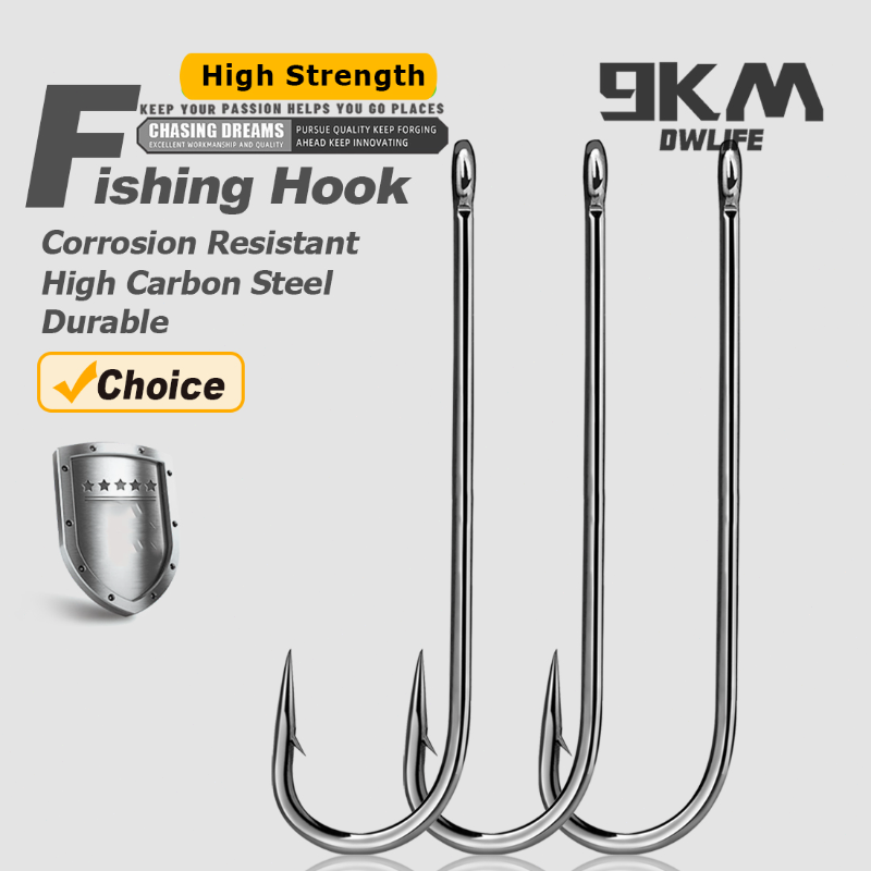 Fishing Hook Barbless - เบ็ดตกปลา ตะขอเกี่ยวแบบก้านยาว ตะขอเกี่ยวแบบมีเงี่ยง ตะขอเกี่ยวแบบเอเบอร์ดีน เหล็กกล้าคาร์บอนสูง ตะขอเกี่ยวแบบหนอนสำหรับตกปลาคาร์พ