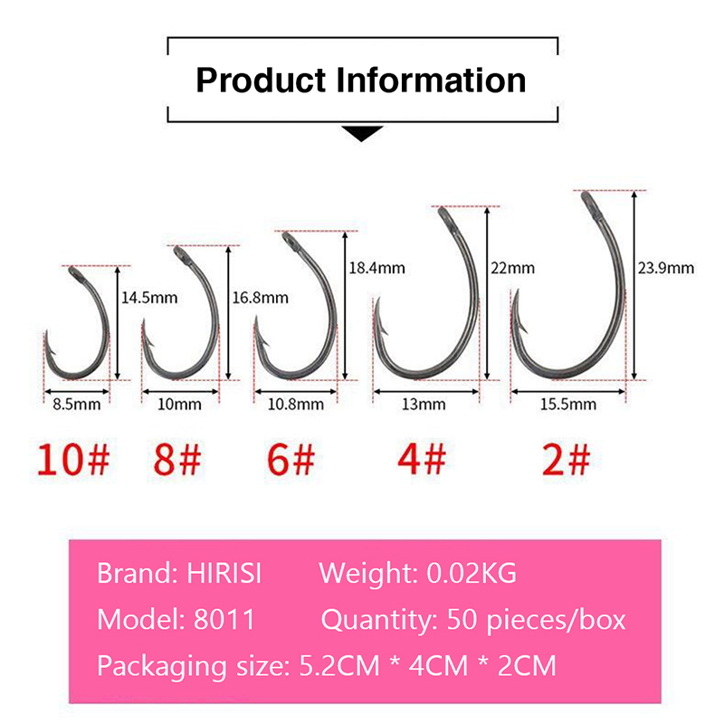 Fishing Hook Box - ตะขอเบ็ดตกปลาฮิริซิแบบใหม่ 50 ชิ้น บรรจุกล่อง ตะขอเบ็ดหลายแบบ ตะขอเบ็ดตกปลาคาร์พ