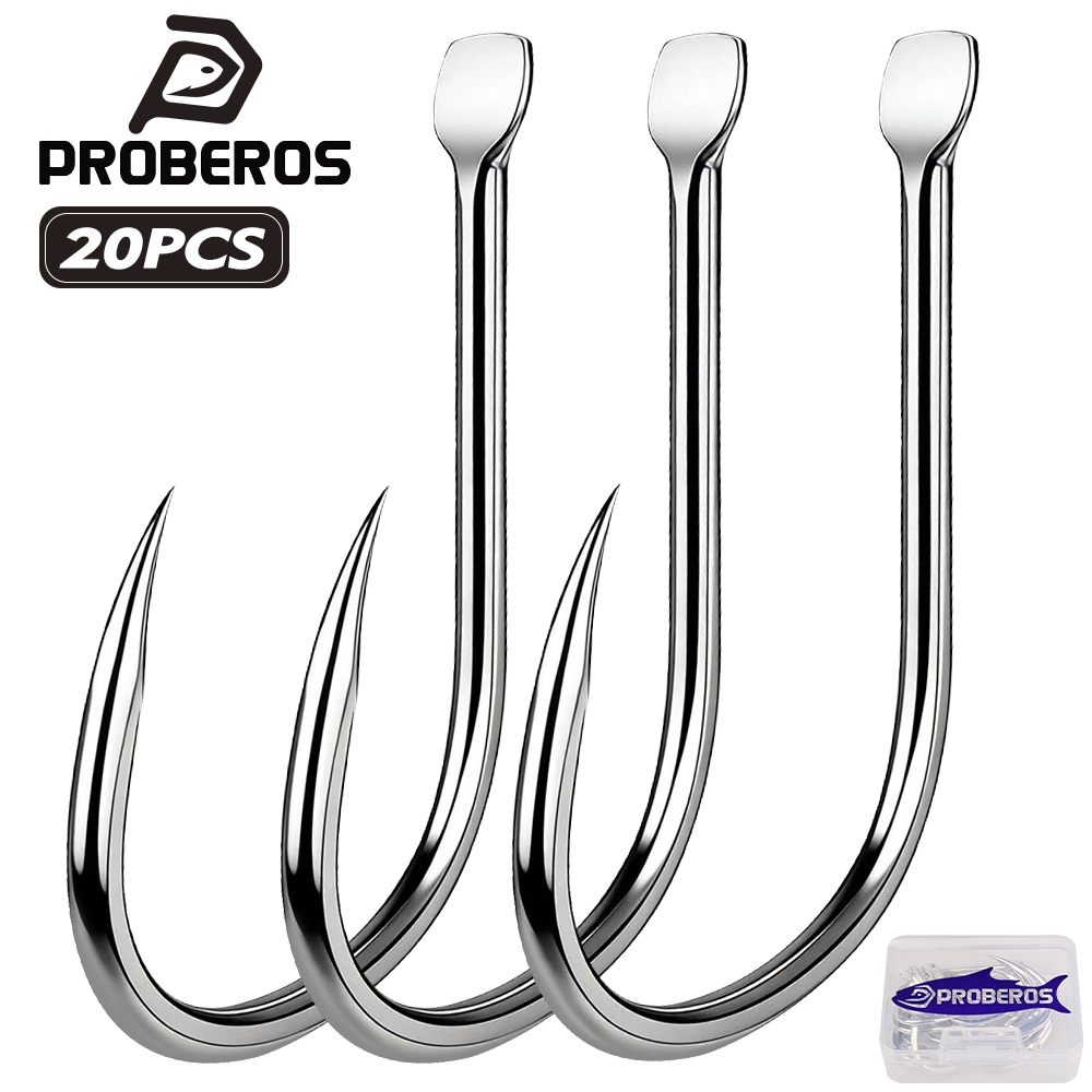 Fishing Hook Circle - เบ็ดตกปลา Proberos 20 ชิ้น/กล่อง เหล็กกล้าคาร์บอนสูง แบบโค้งงอ