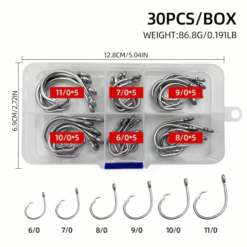 เบ็ดตกปลา 30 ชิ้น/กล่อง เบ็ดสแ - Fishing Hook Circle บทวิจารณ์และราคา
