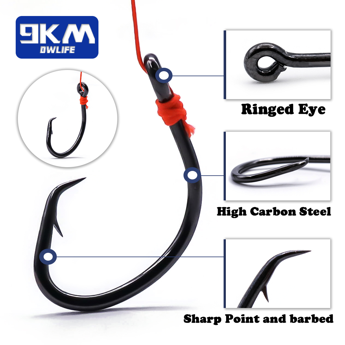9KM ตะขอวงกลม 25 ~ 50 ชิ้นตะขอ - Fishing Hook Barbless บทวิจารณ์และราคา